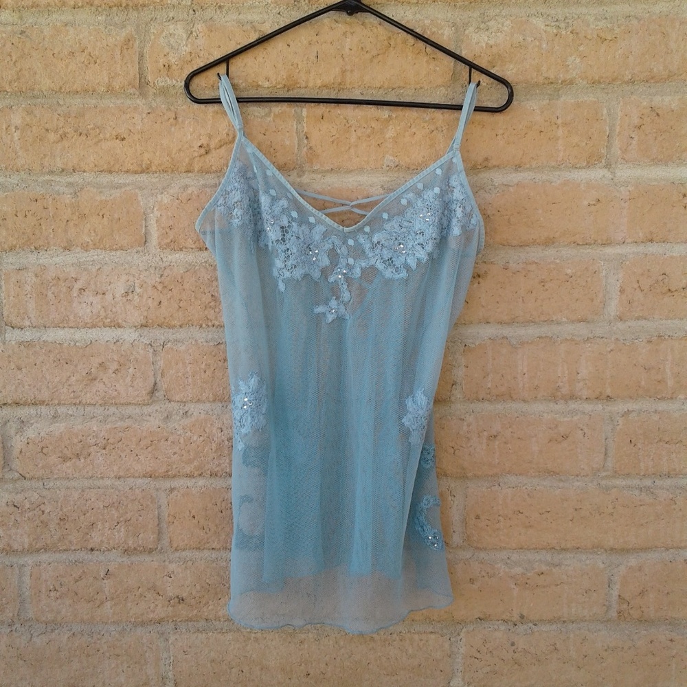 Victoria secret  blue mesh with embroidery